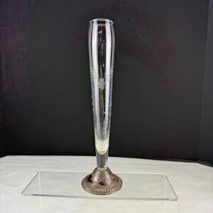 Vintage Duchin Creation Etched Floral Bud Vase Sterling Silver Weighted Base